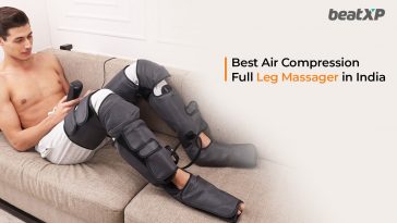 Men Model using beatXP Airstream Pro Full Leg Massager