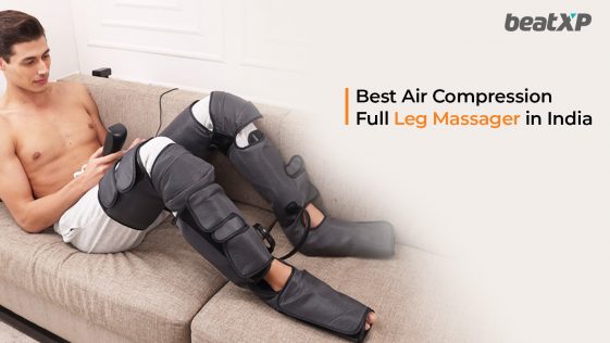 Men Model using beatXP Airstream Pro Full Leg Massager